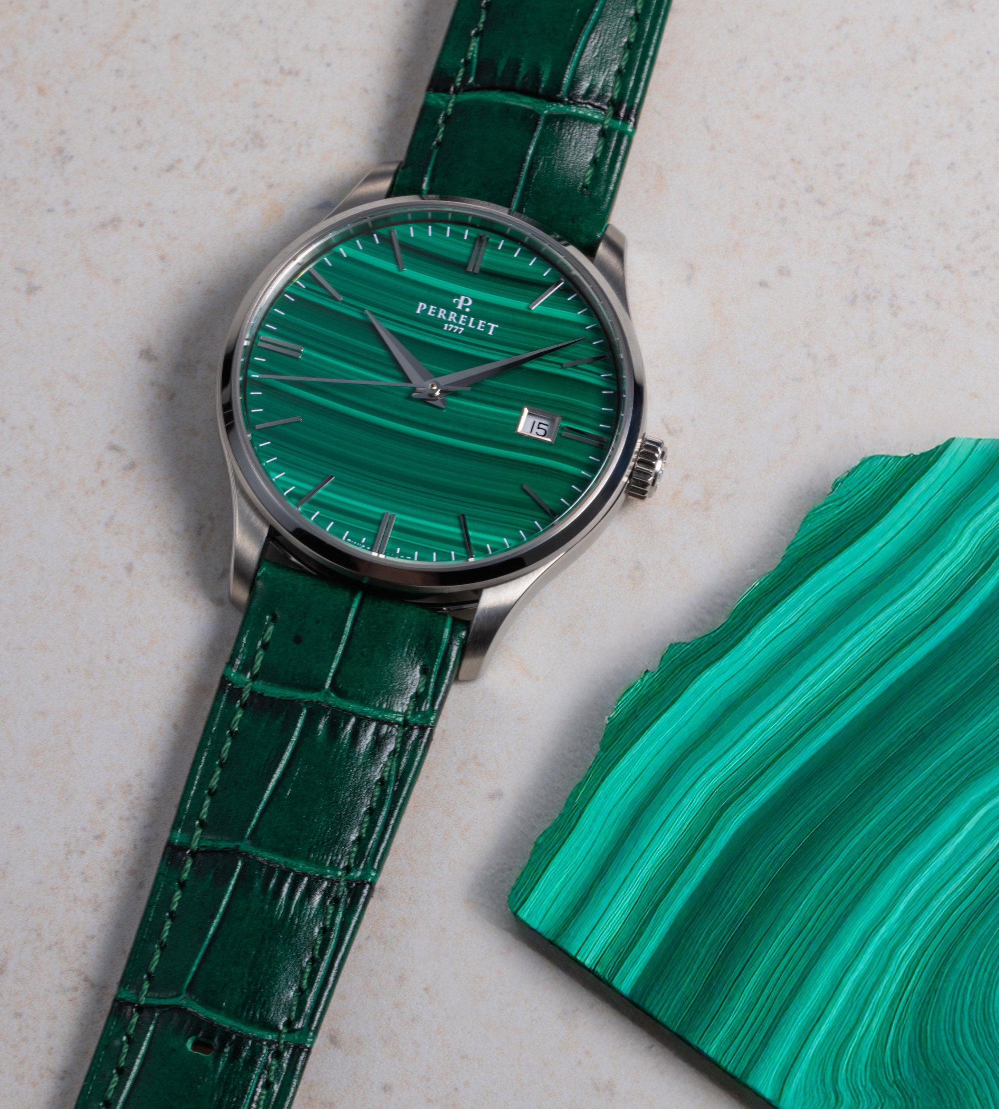 Perrelet Weekend 3 Hands Malachite - A1300/K - 2,000 USD – The