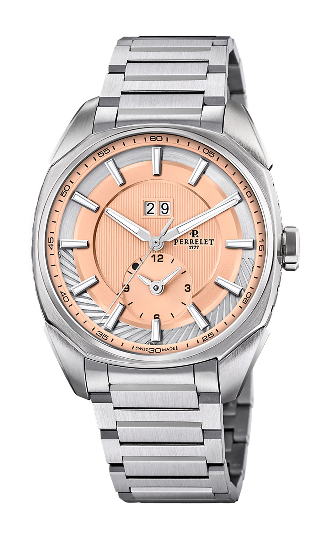 Perrelet Lab Peripheral Dual Time Big Date Salmon