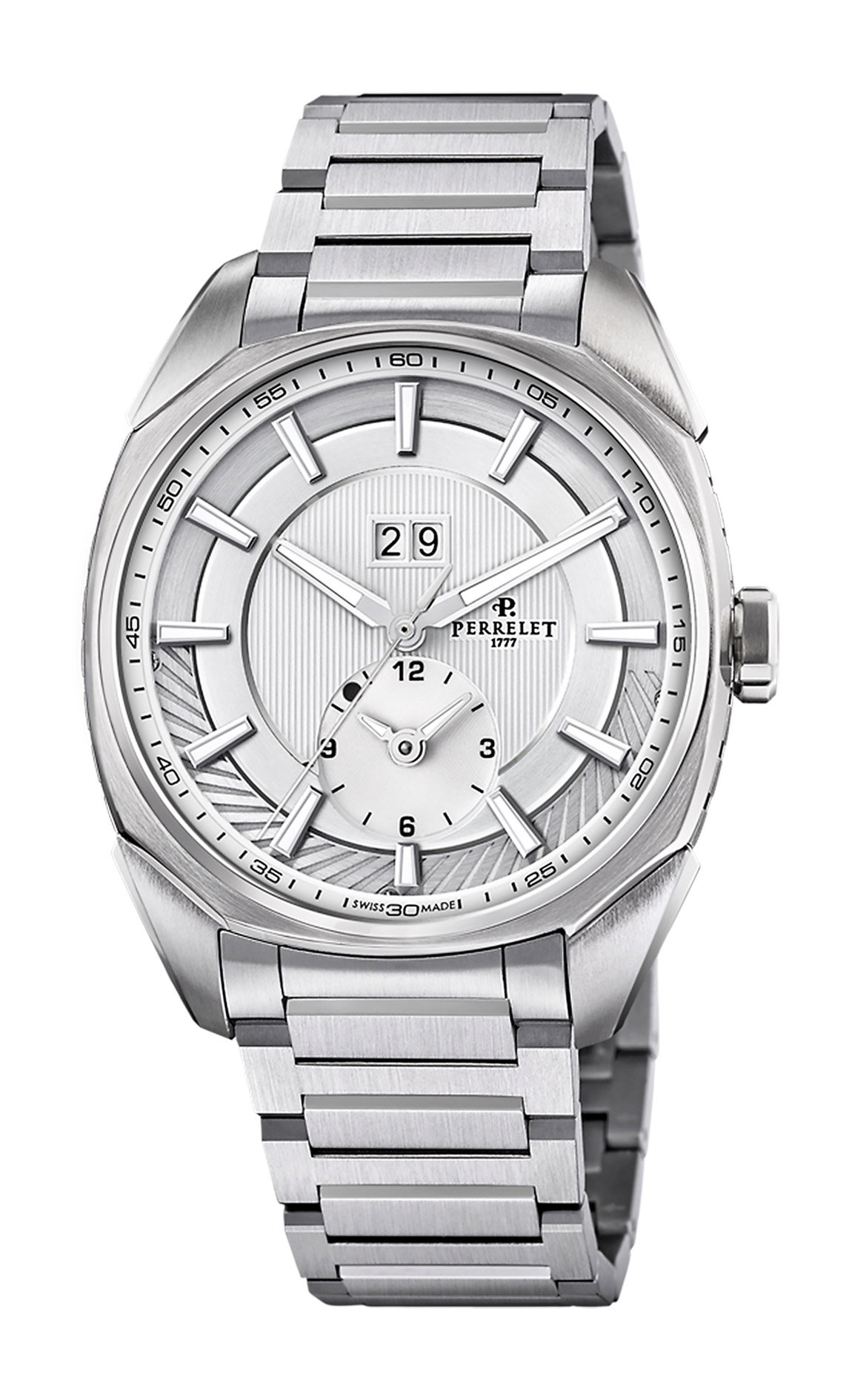 Perrelet Lab Peripheral Dual Time Big Date Silver