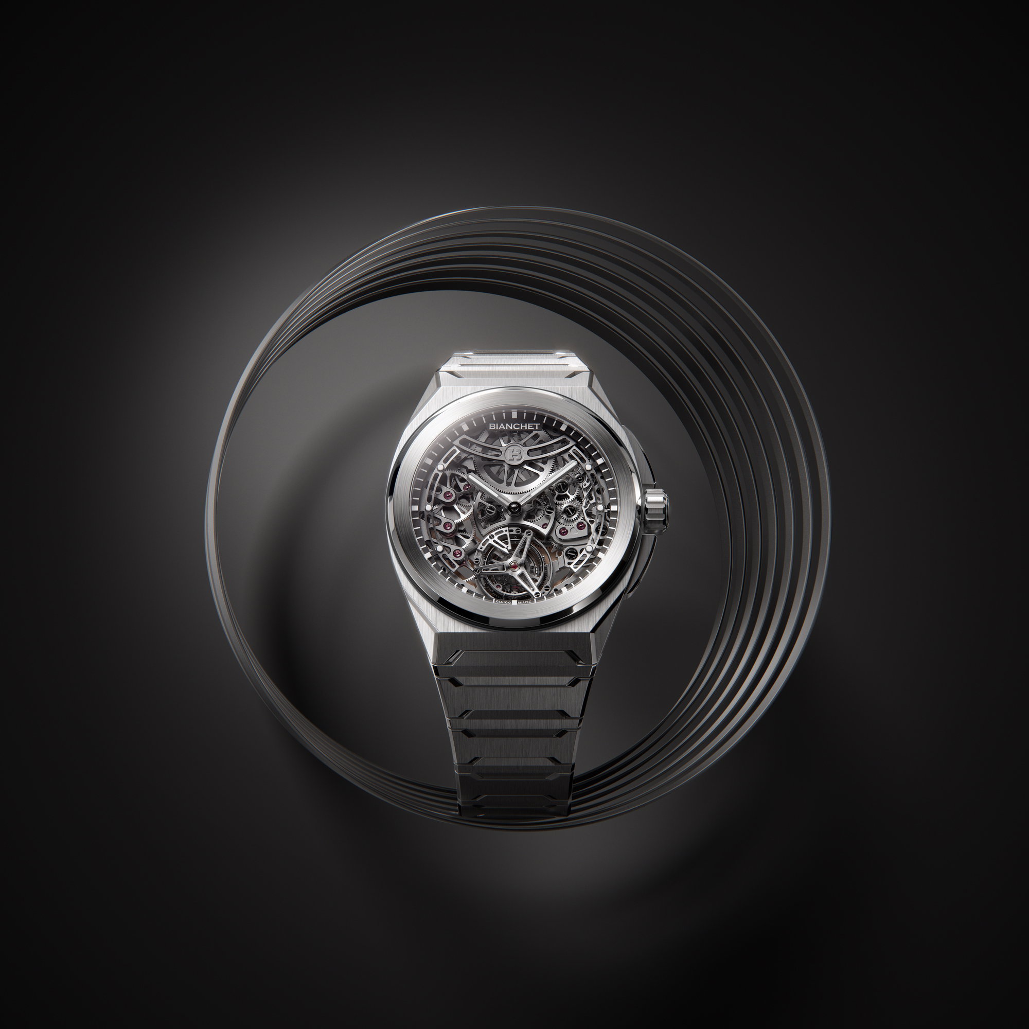 Bianchet Rotondo Ultrafino Titanium Skeleton Black