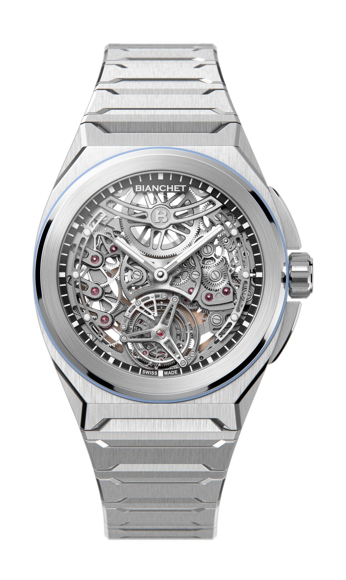 Bianchet Rotondo Ultrafino Titanium Skeleton Sky Blue