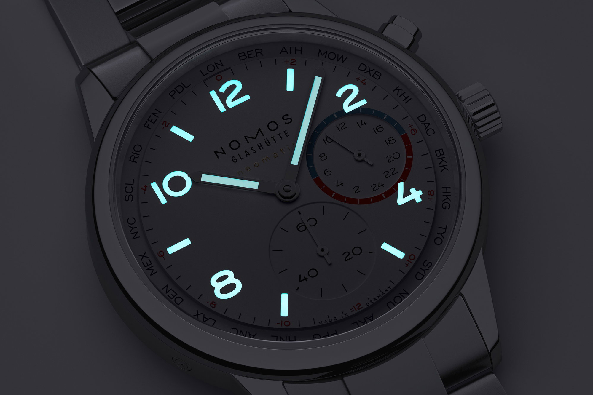 Nomos Glashütte Club Sport neomatik Worldtimer white