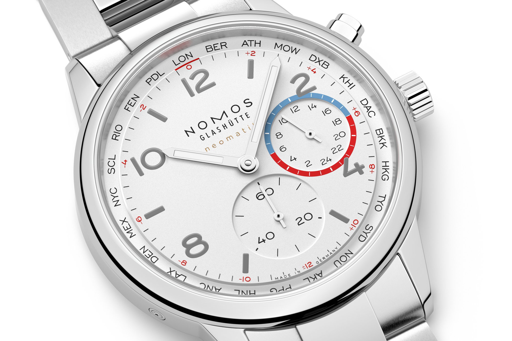 Nomos Glashütte Club Sport neomatik Worldtimer white