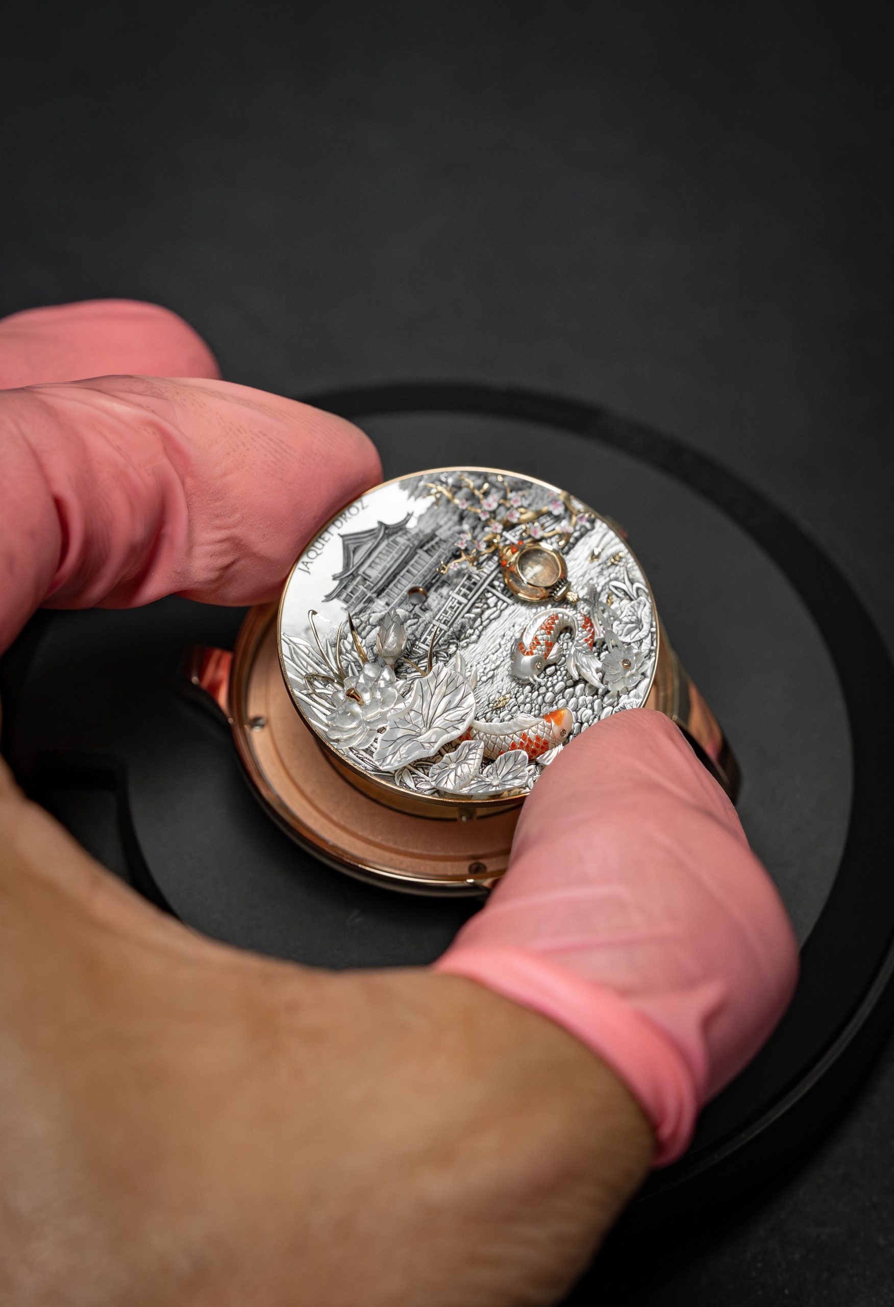 Jaquet Droz Petite Heure Minute Red Gold Japanese Garden – The