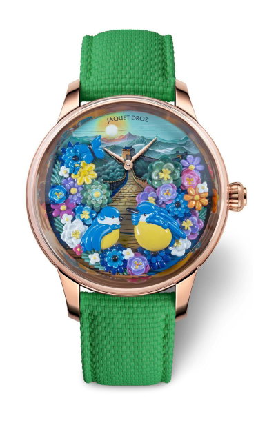 Jaquet Droz Petite Heure Minute Red Gold Joyful Birds Great Wall