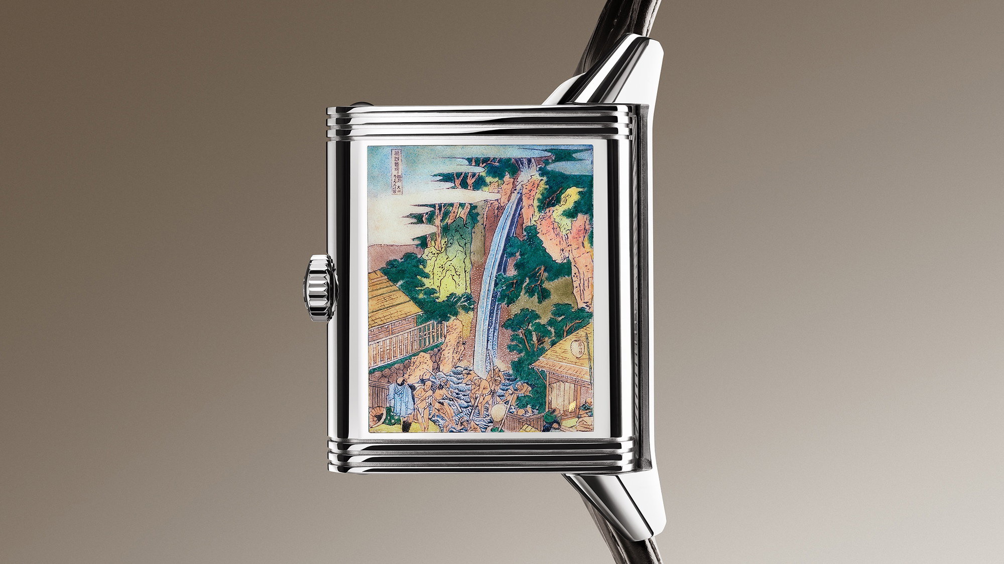 Jaeger-LeCoultre Reverso Tribute Enamel Hokusai Waterfalls Series Rōben Waterfall at Ōyama in Sagami Province
