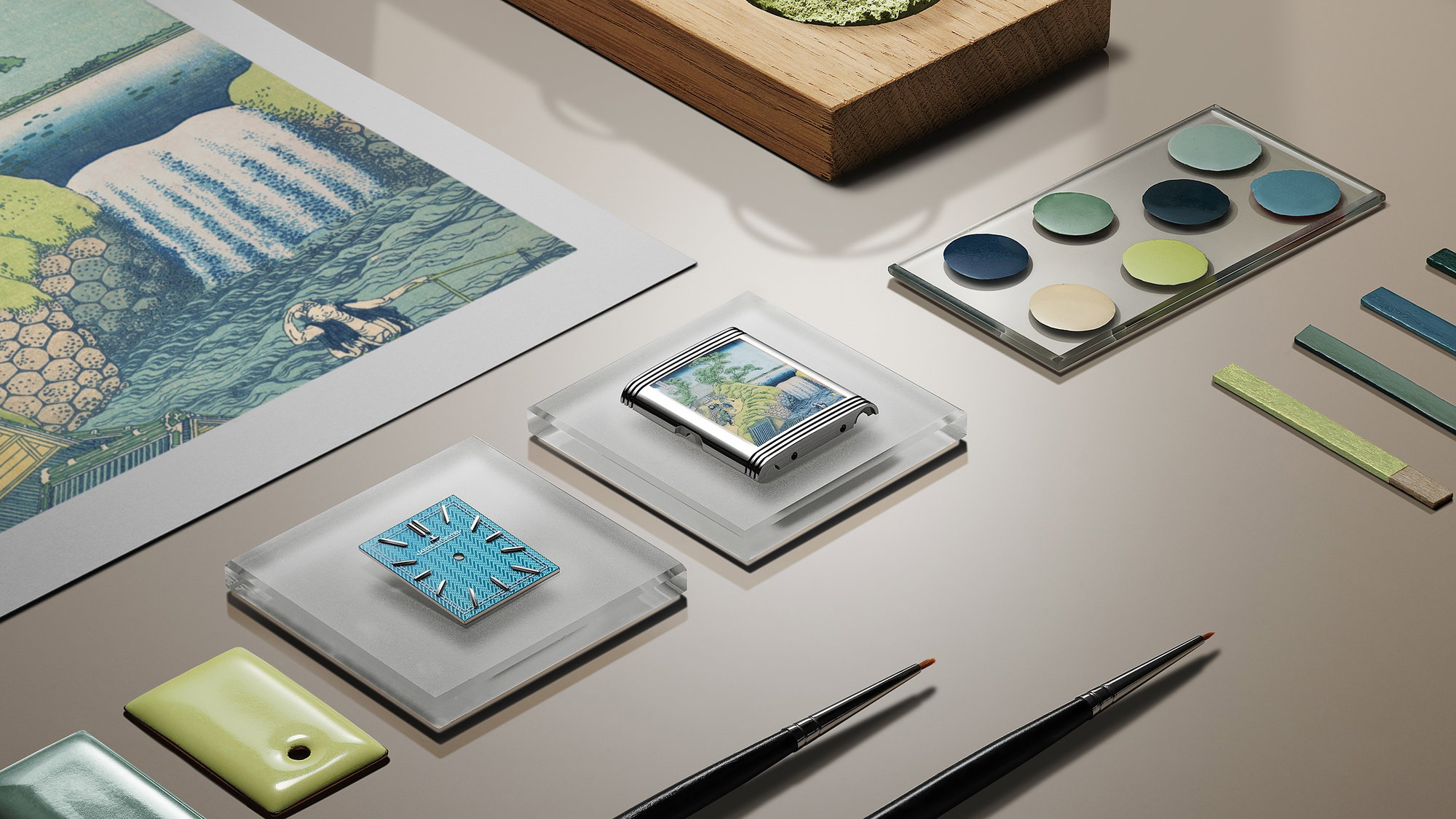 Jaeger-LeCoultre Reverso Tribute Enamel Hokusai Waterfalls Series The Falls at Aoigaoka in the Eastern Capital