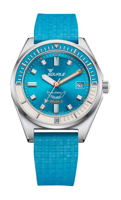 Squale Matic S Light Blue Mosaic Rubber