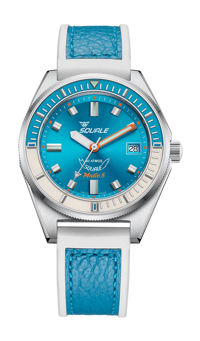 パーツ TA SQUALE 130-52T Squale Matic S Light Blue Hydroleather – The Watch Pages