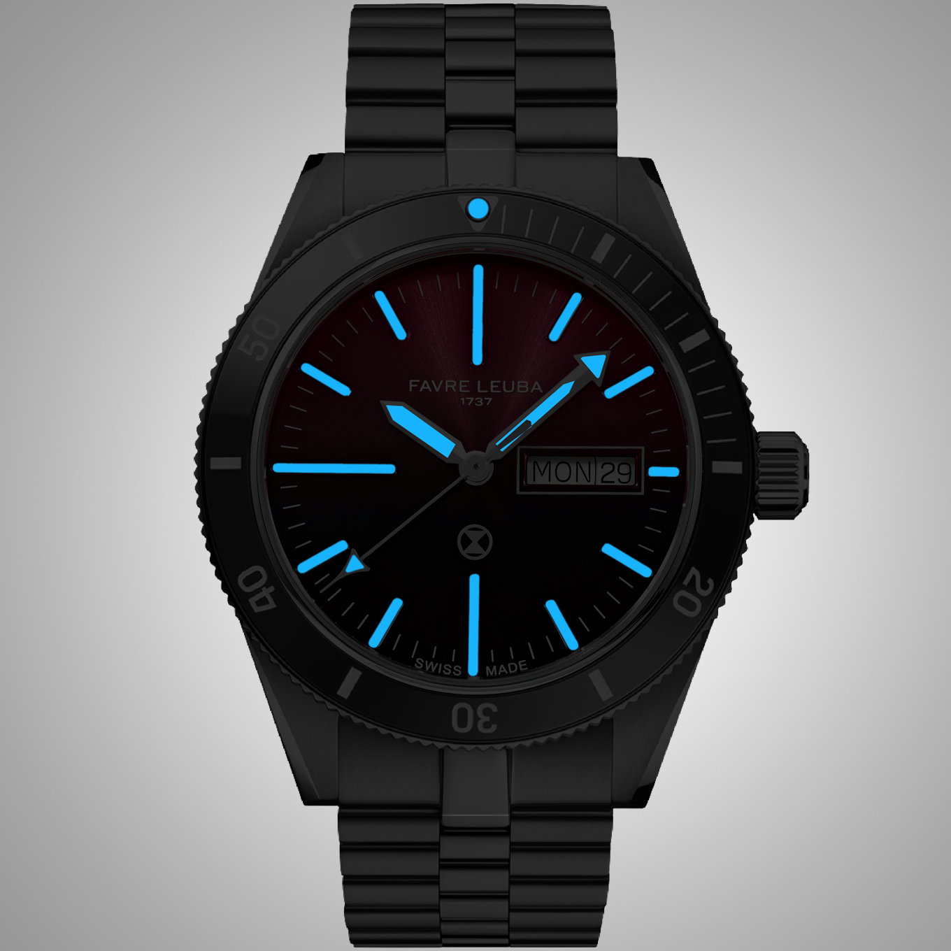Favre Leuba Deep Raider Day Date Burgundy