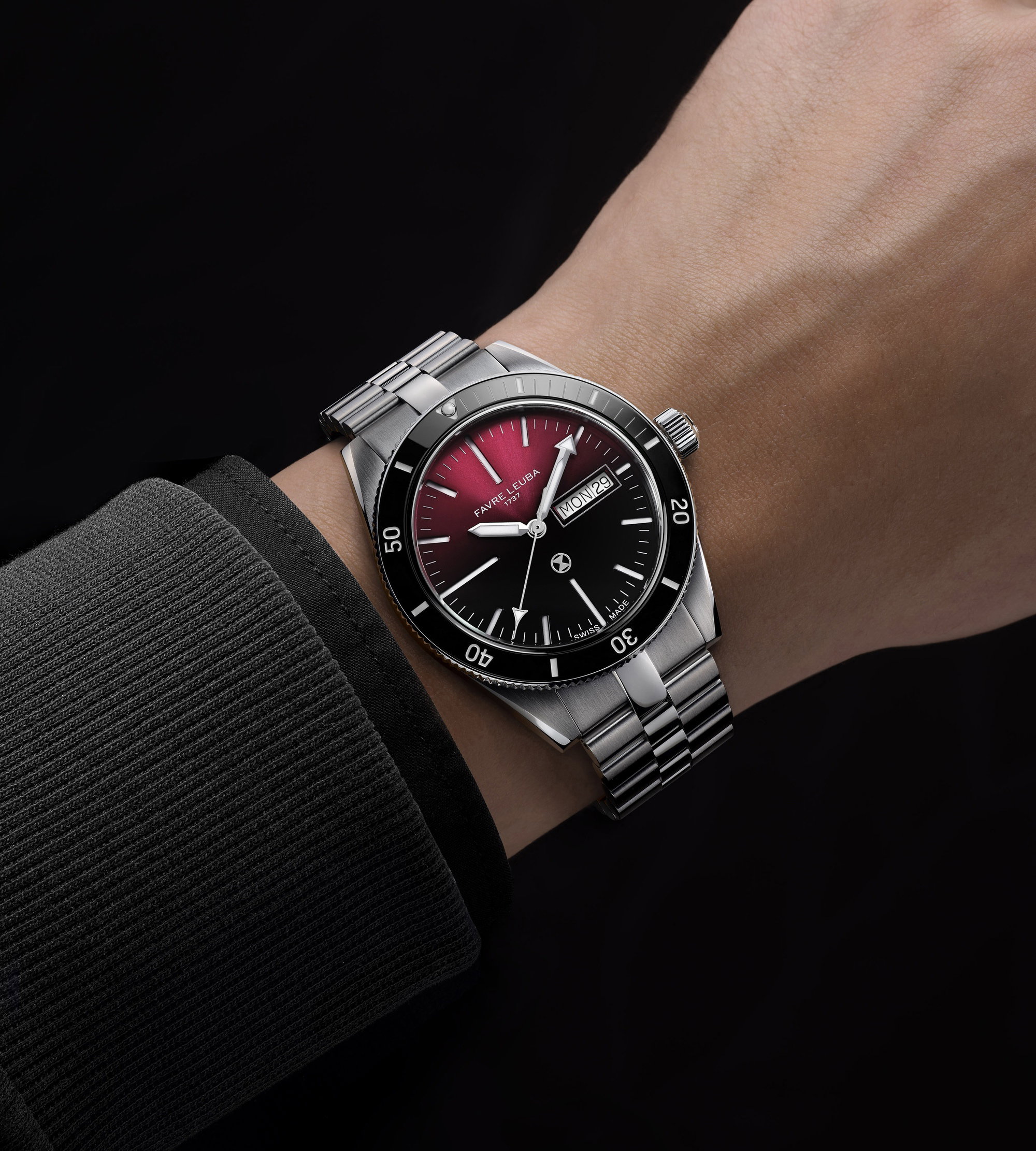 Favre Leuba Deep Raider Day Date Burgundy