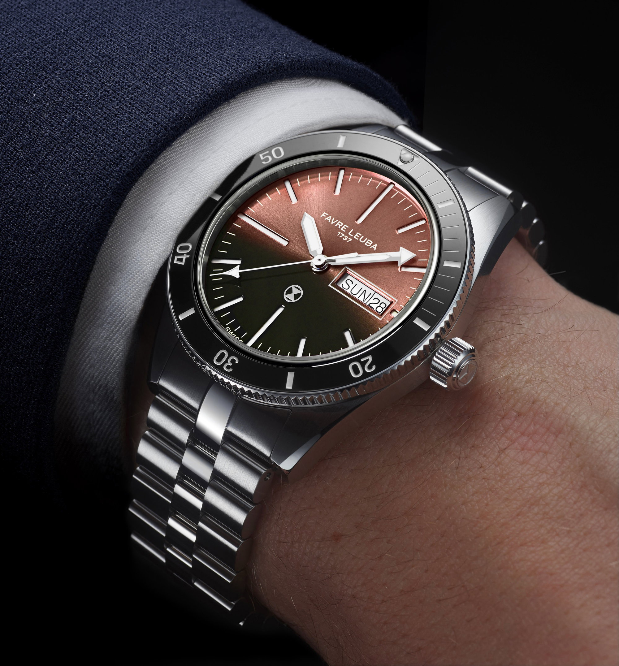 Favre Leuba Deep Raider Day Date Salmon