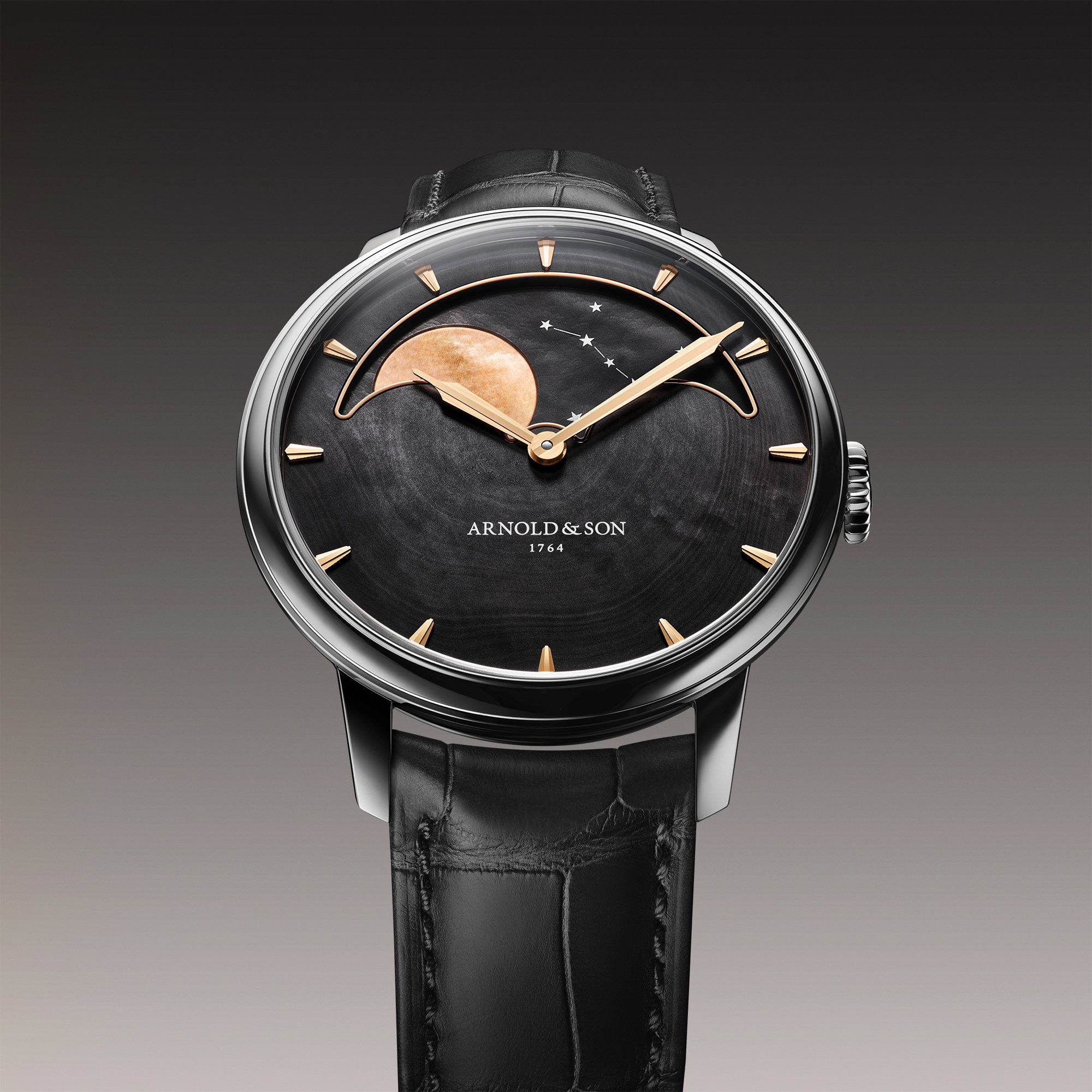 Arnold &amp; Son Perpetual Moon 41.5 Steel "Colors of the Moon" Black