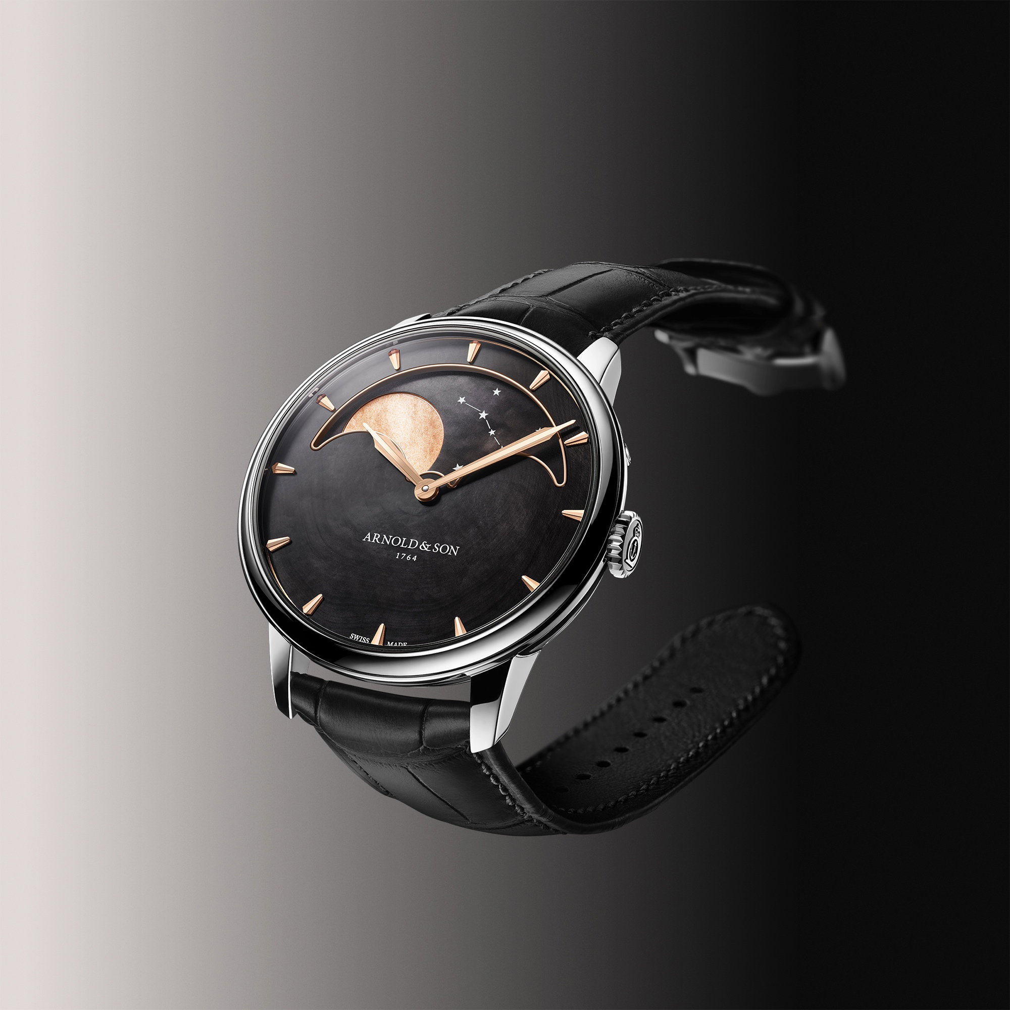 Arnold &amp; Son Perpetual Moon 41.5 Steel "Colors of the Moon" Black