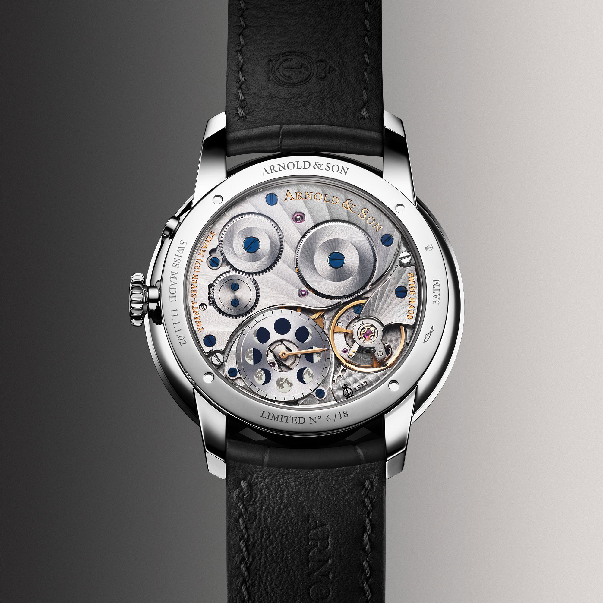 Arnold &amp; Son Perpetual Moon 41.5 Steel "Colors of the Moon" Black