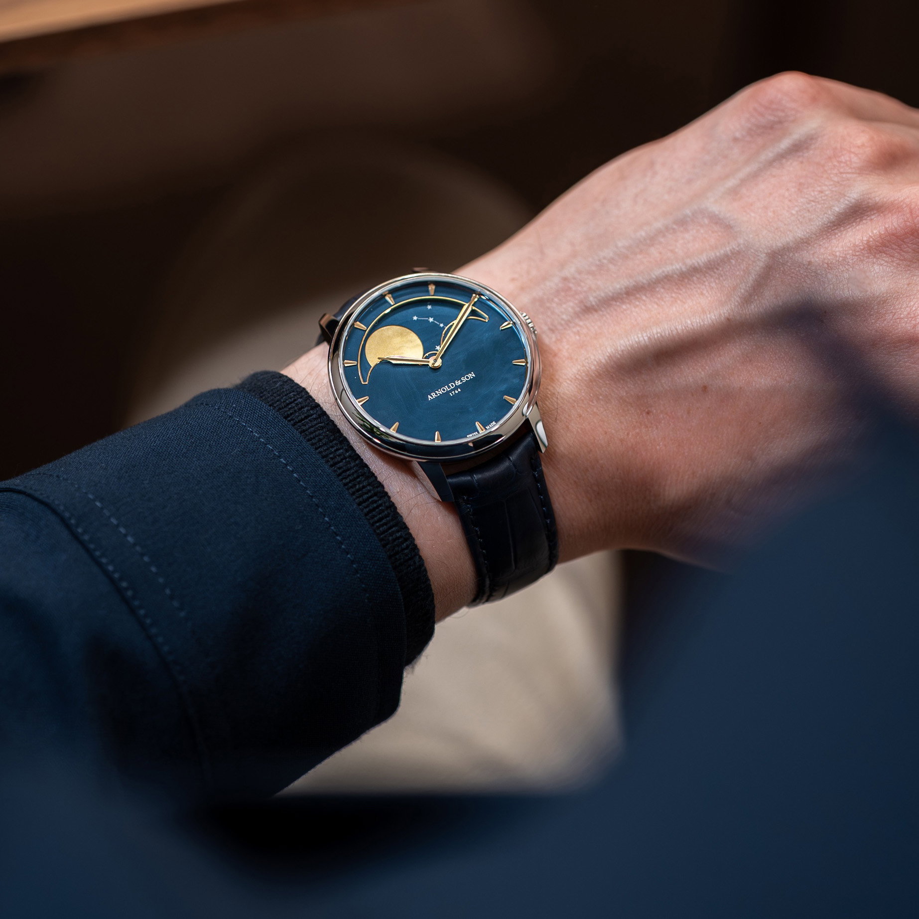 Arnold &amp; Son Perpetual Moon 41.5 Steel "Colors of the Moon" Blue