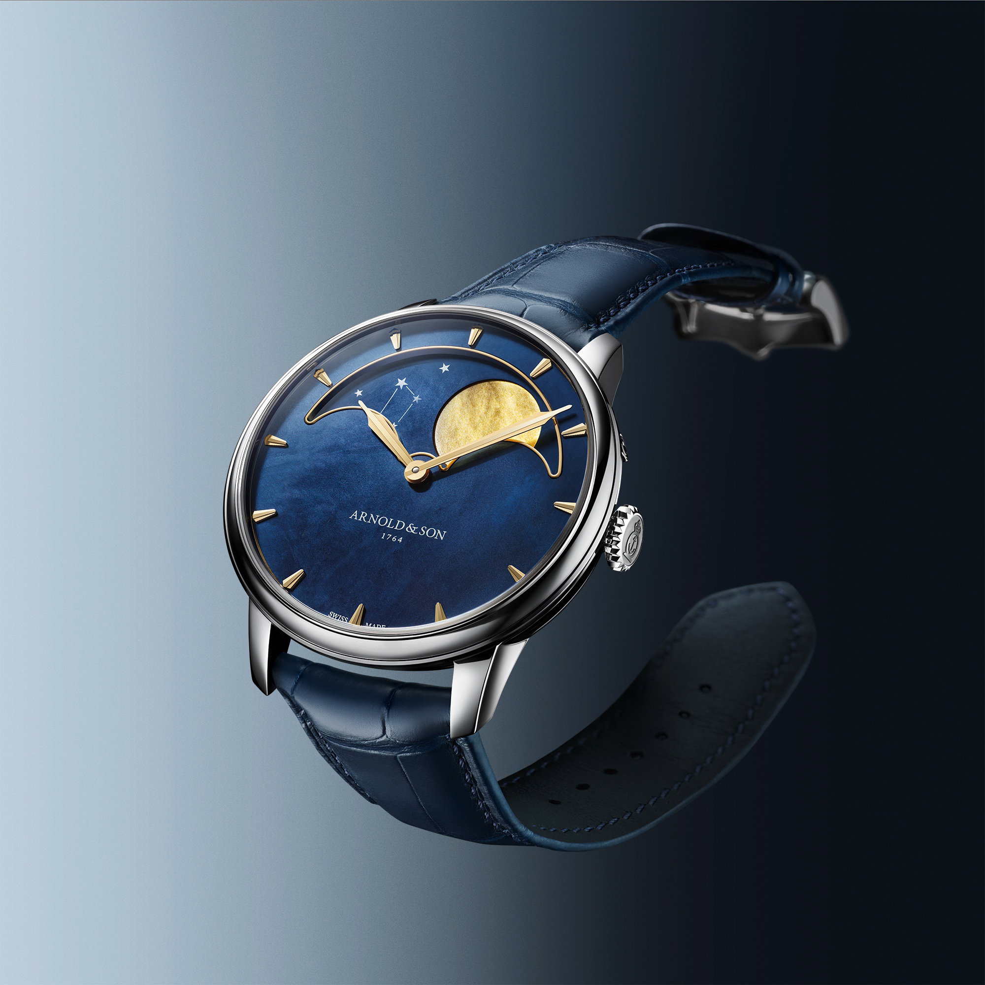 Arnold &amp; Son Perpetual Moon 41.5 Steel "Colors of the Moon" Blue