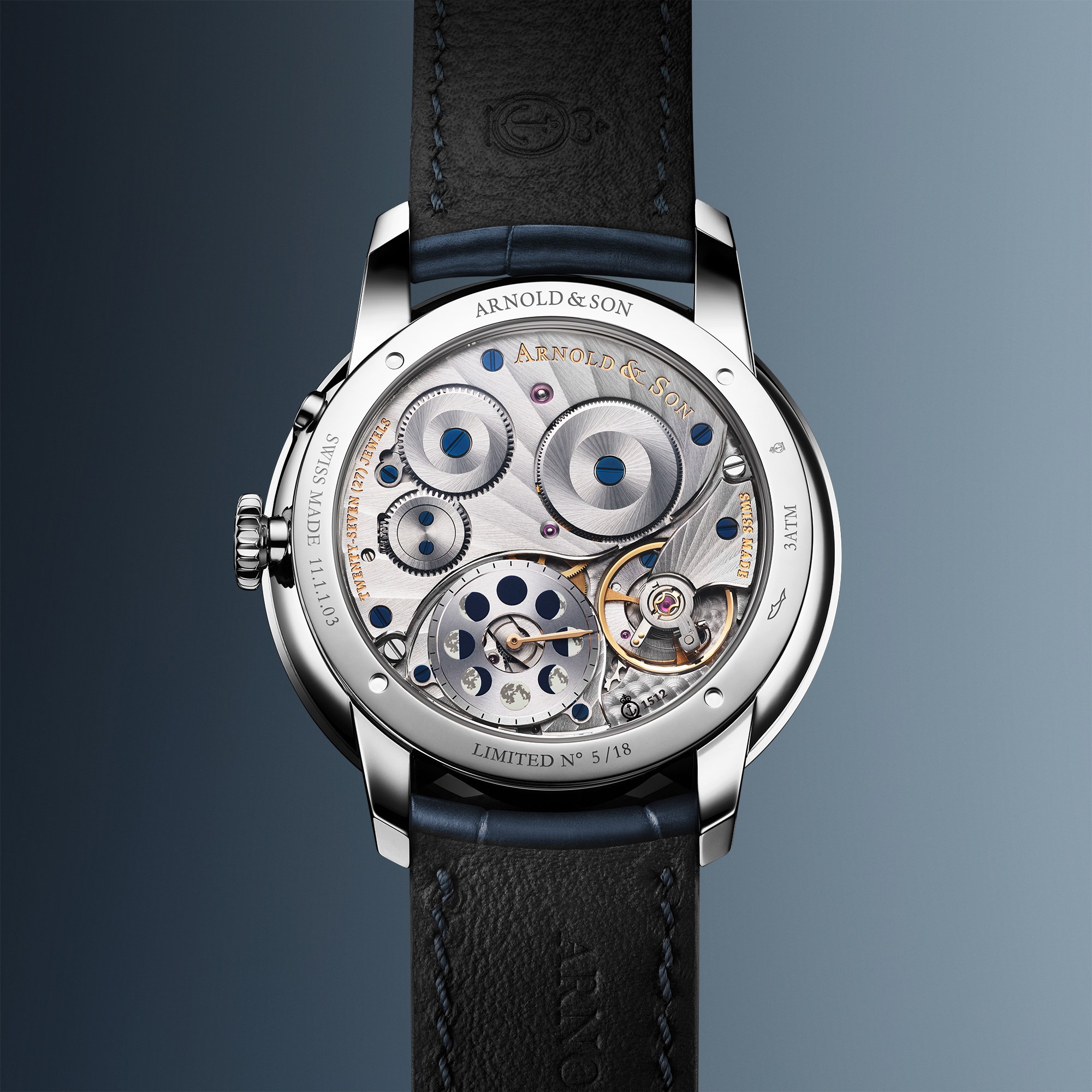 Arnold &amp; Son Perpetual Moon 41.5 Steel "Colors of the Moon" Blue
