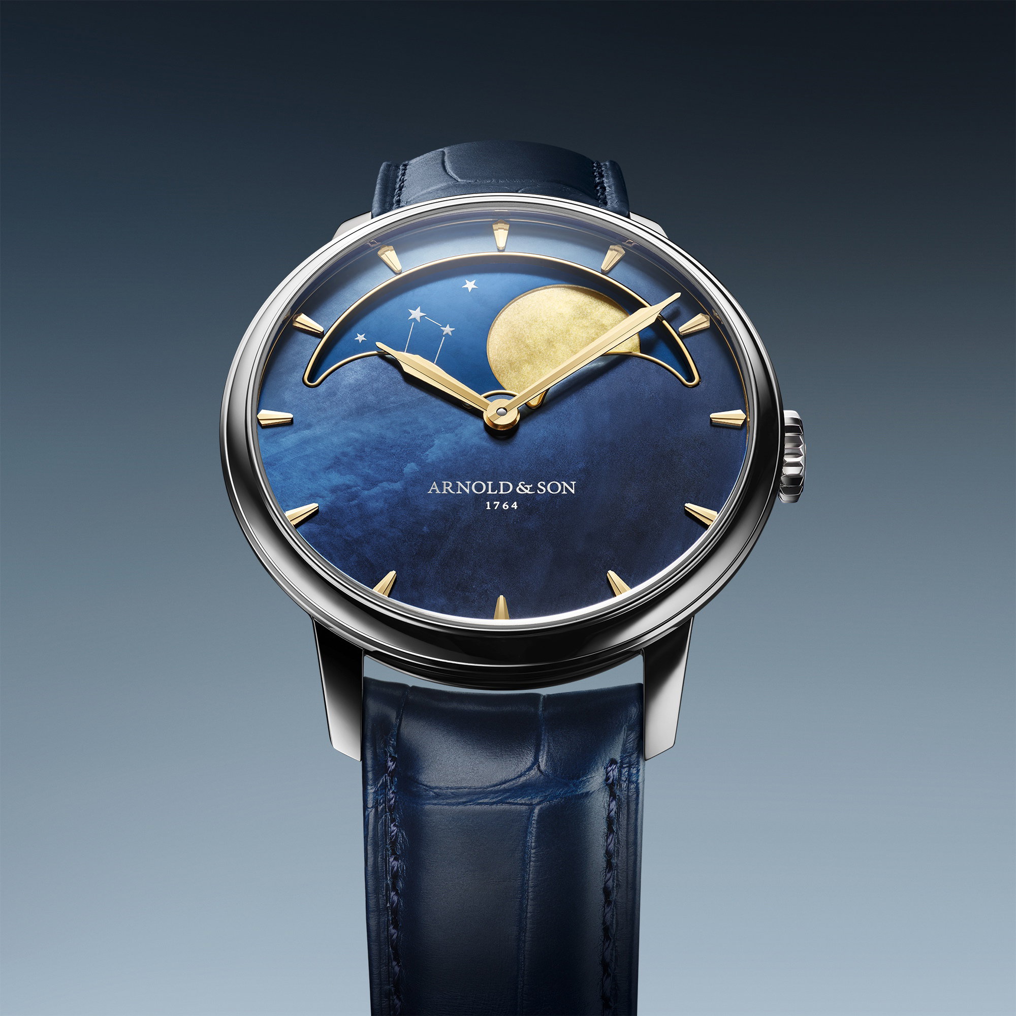 Arnold &amp; Son Perpetual Moon 41.5 Steel "Colors of the Moon" Blue