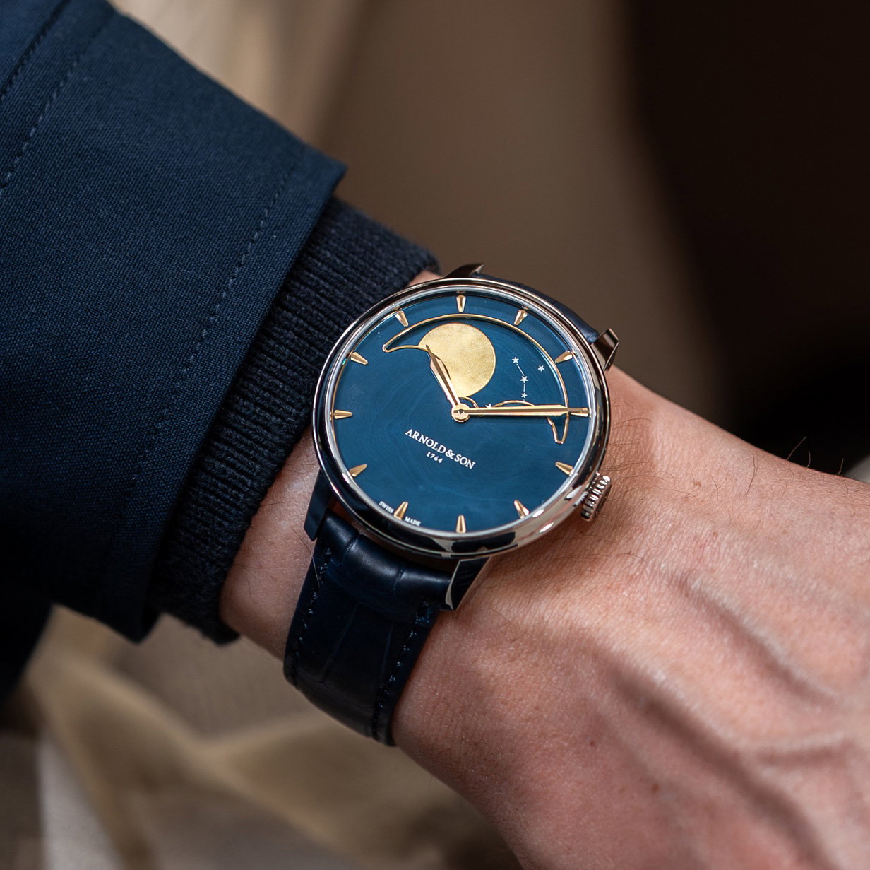 Arnold &amp; Son Perpetual Moon 41.5 Steel "Colors of the Moon" Blue
