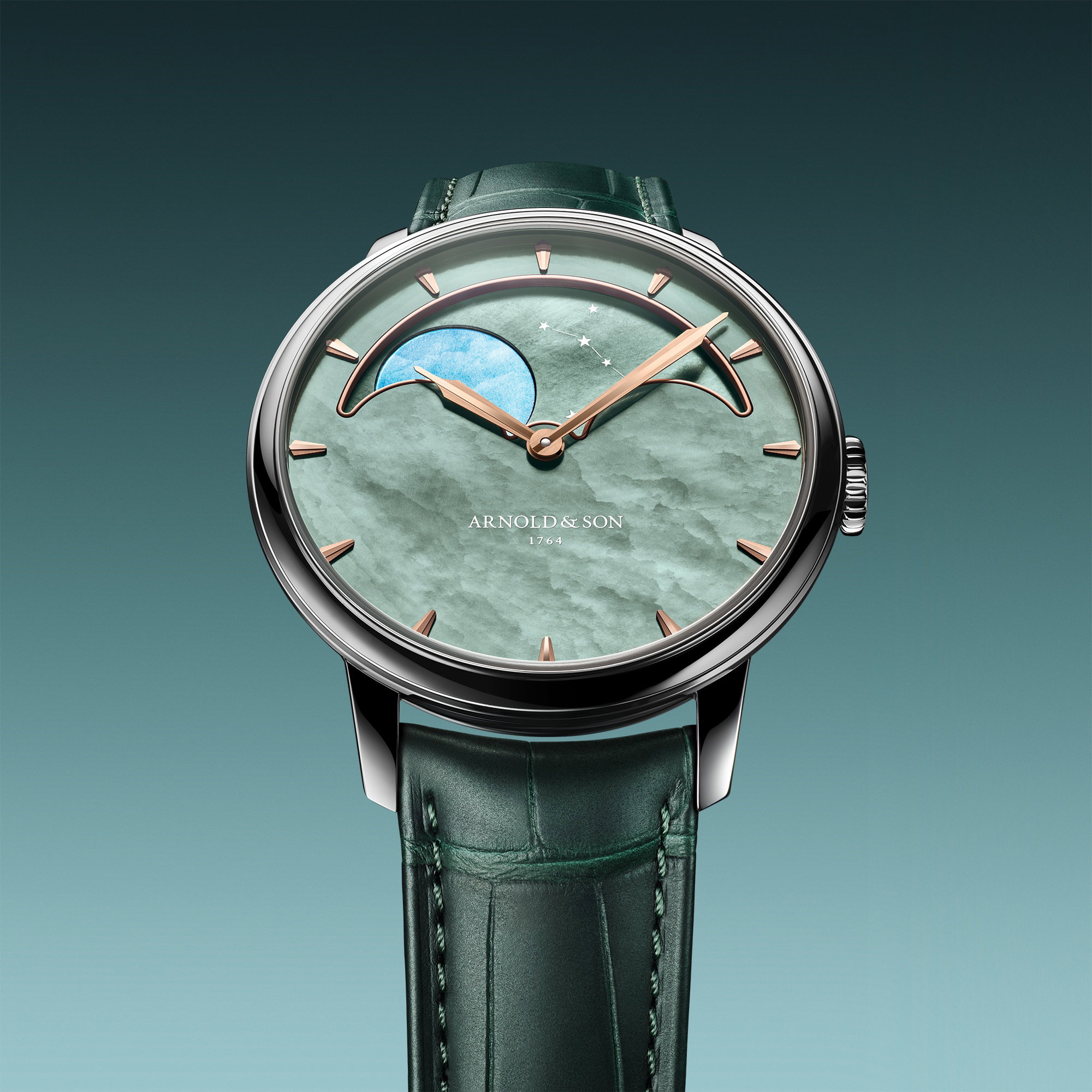 Arnold &amp; Son Perpetual Moon 41.5 Steel "Colors of the Moon" Green