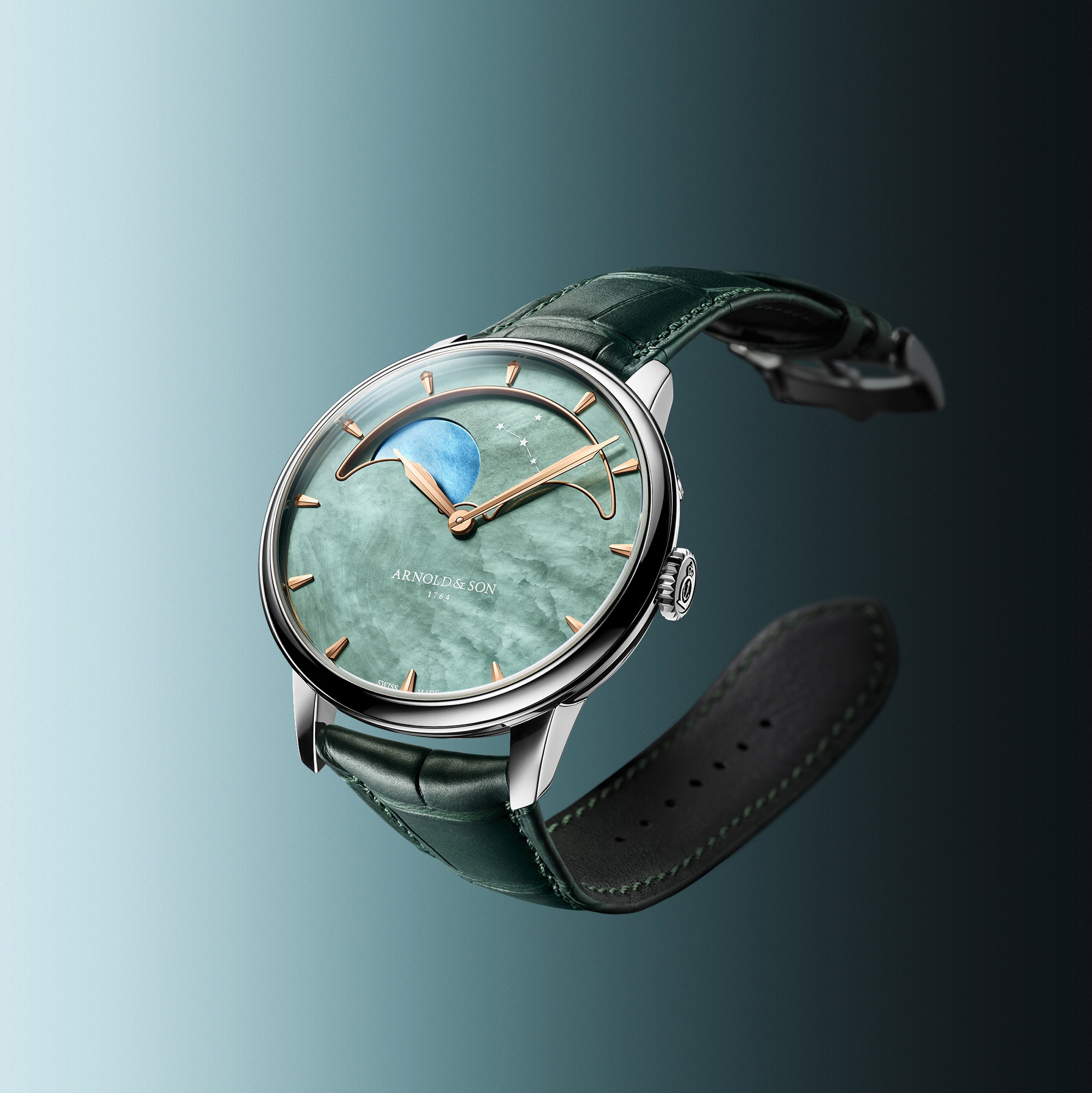 Arnold &amp; Son Perpetual Moon 41.5 Steel "Colors of the Moon" Green