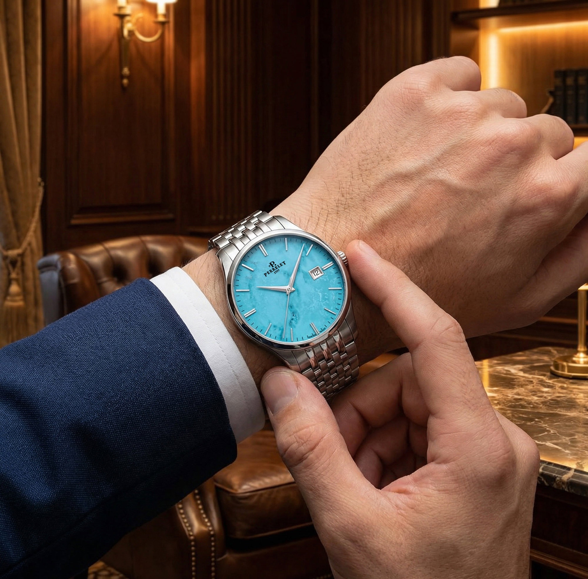 Perrelet Weekend 3 Hands Turquoise – A1300/L – $1,815