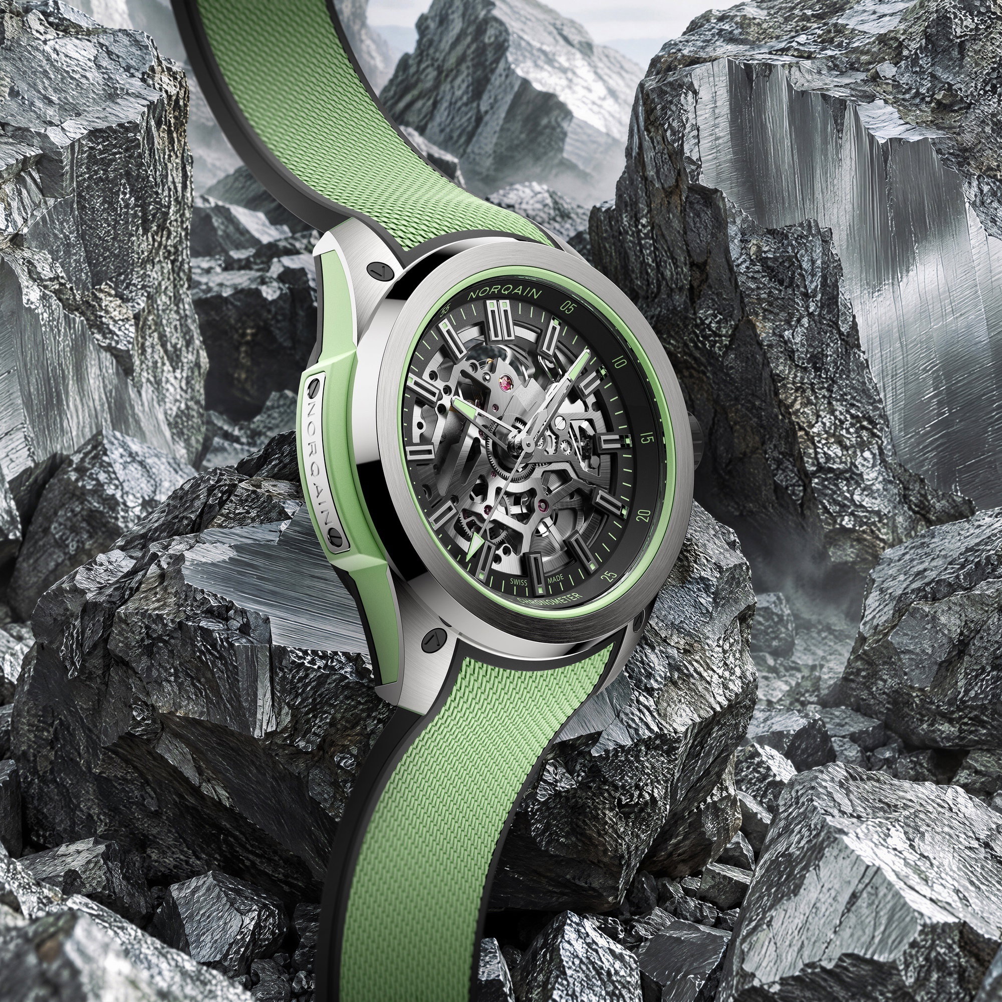 NORQAIN Wild ONE Skeleton 42 Titanium – N3000.26T01.B01.R02
